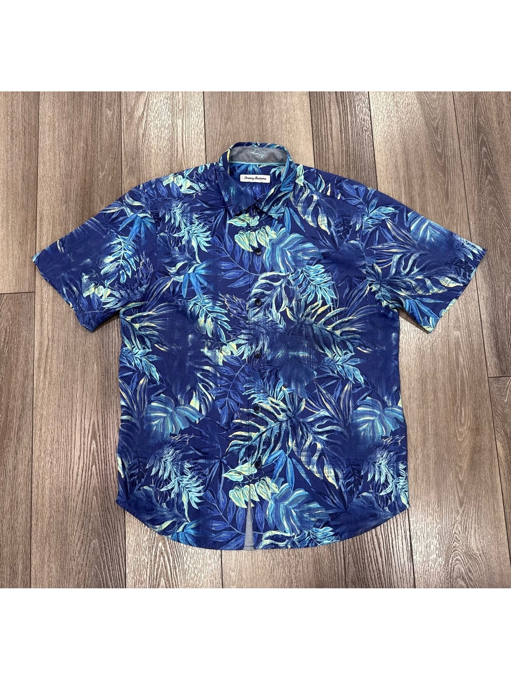 Tommy Bahama Blue Tropical Silk Blend Short Sleeve Shirt M/M